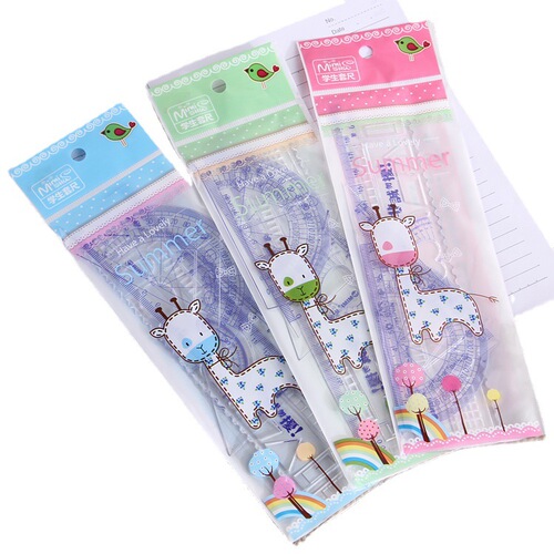 4-piece stationery set ruler 20cm student school supplies creative stationery plastic ruler primary school student stationery