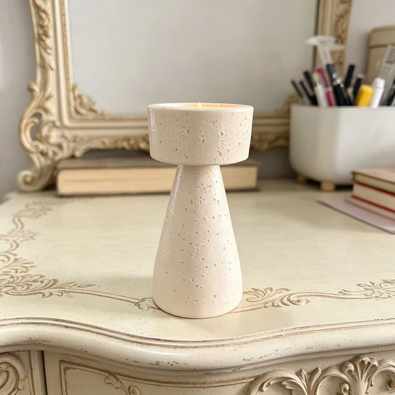 Candelabro en Forma de Reloj de Arena de Resina Sintética, Decorativo, para Sala de Estar