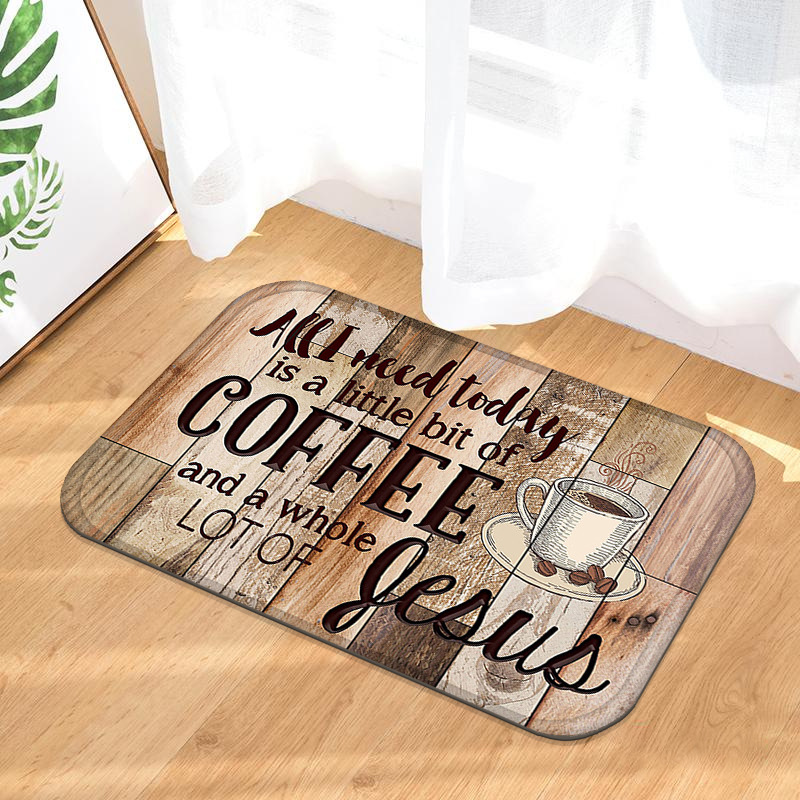 Amazon new door mat European and American text 3D printed floor mat retro wooden bathroom kitchen floor mat in stock