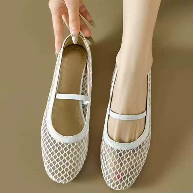 Квадратные туфли-лодочки в стиле феи с сетчатым верхом, весна-лето 2025, с отверстиями, неглубоким вырезом, сетчатые сандалии с вырезами, женские кроссовки.