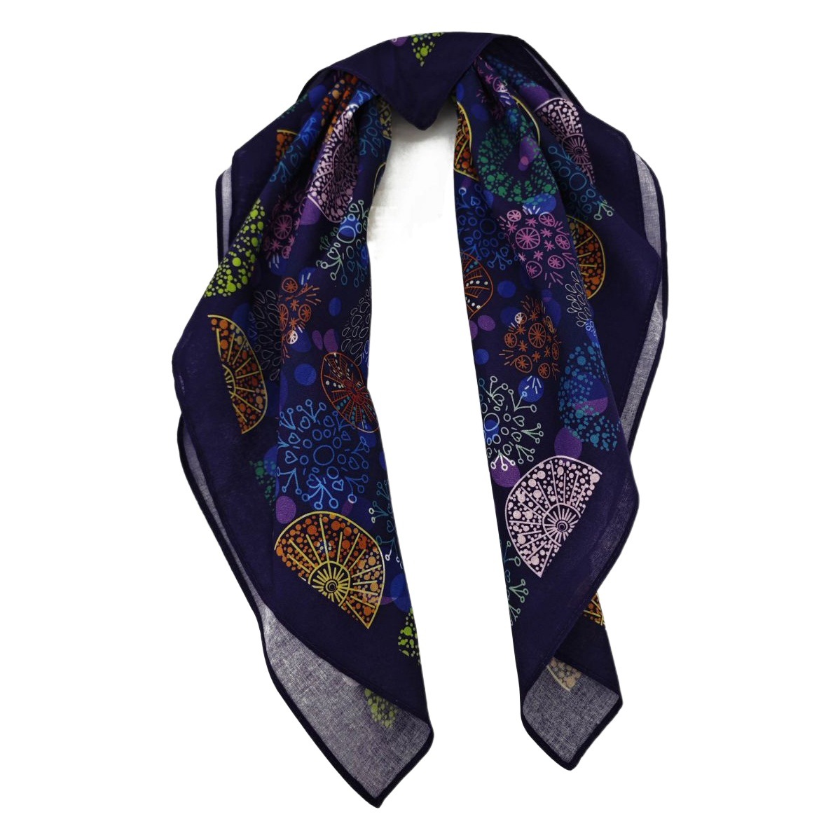 Pure Cotton Blue cashew flower square scarf hip hop Hip Hop Hip Hop headscarf decoration dress up square scarf New in stock factory straight hair
