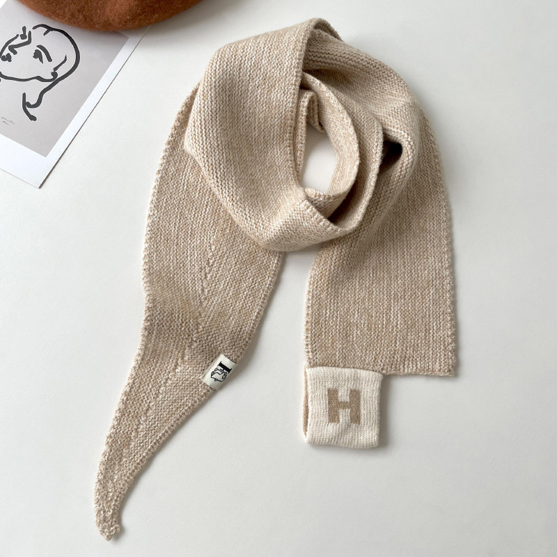 Lana de punto pequeña bufanda para las mujeres otoño e invierno estilo coreano versátil perezoso Cruz engrosada caliente cuello protección bufanda oído toalla