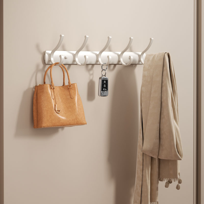 Toilet wall hook non-perforated porch after closing the door coat hook wall hanging space aluminum strong adhesive bathroom row hook