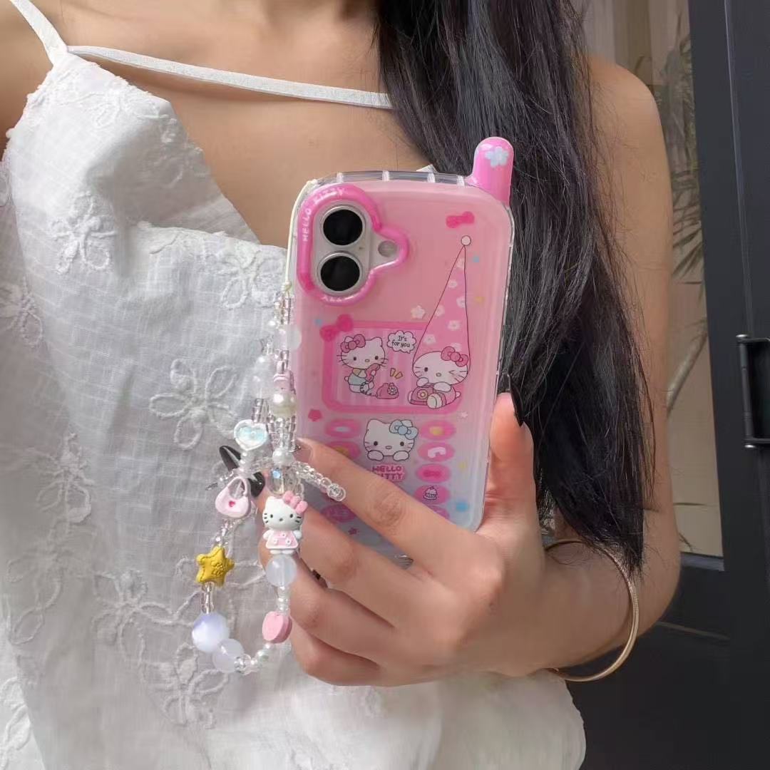 Creative Big Brother Long Hat KT Cat Adecuado para Apple 16ProMax Funda para teléfono móvil 15Pro Nuevo 14/13 Girl Heart