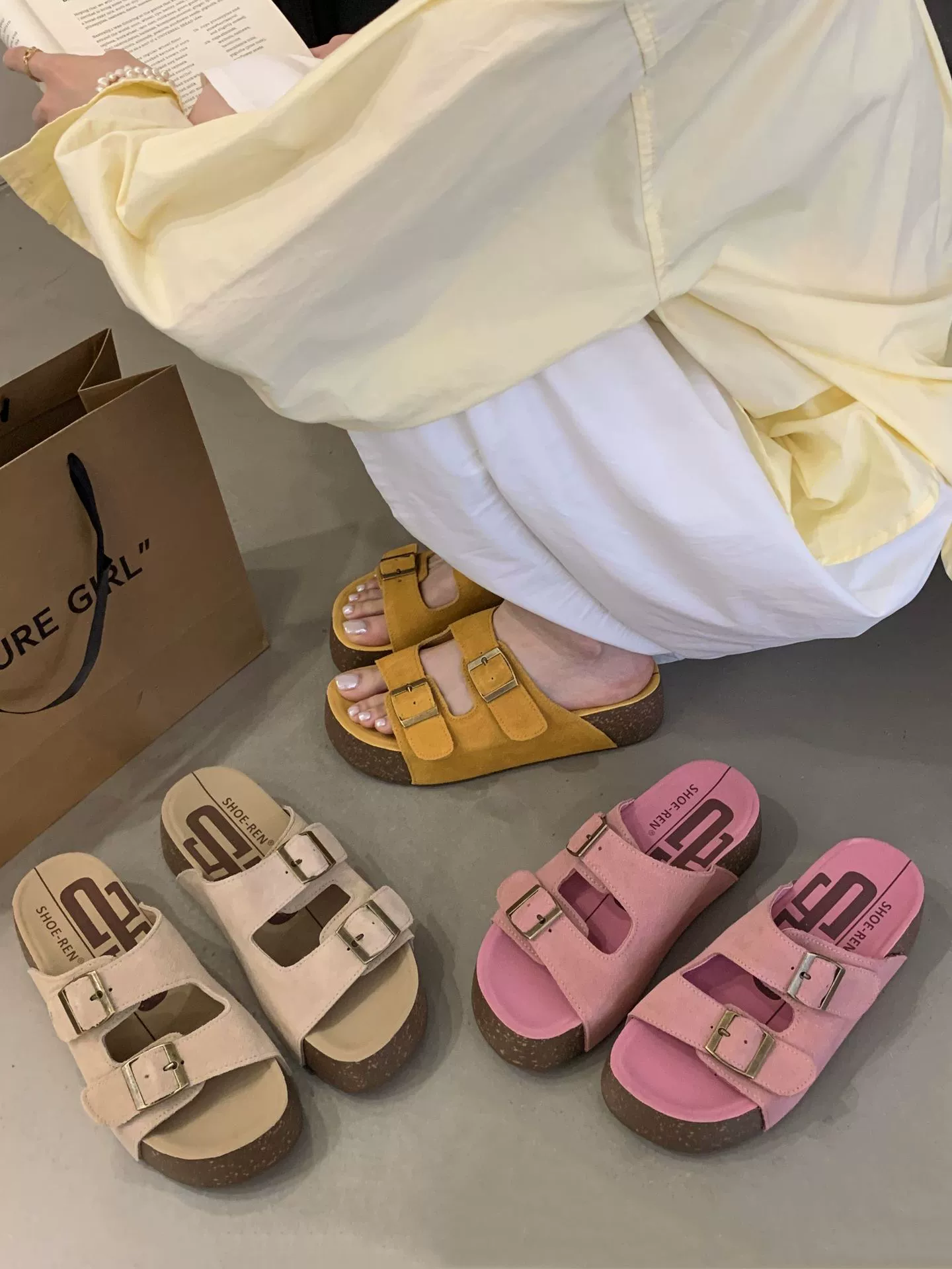 Весенне-летние 2025 года матовые кожаные босоножки Birkenstock на толстой пробковой подошве с липучкой, новые летние пляжные сандалии и шлепанцы