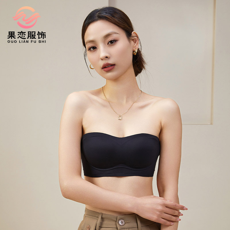 Guolan Silk Ultra-thin Strapless Underwear Mulberry Silk Traceless Tube-length One-piece Non-slip Bra