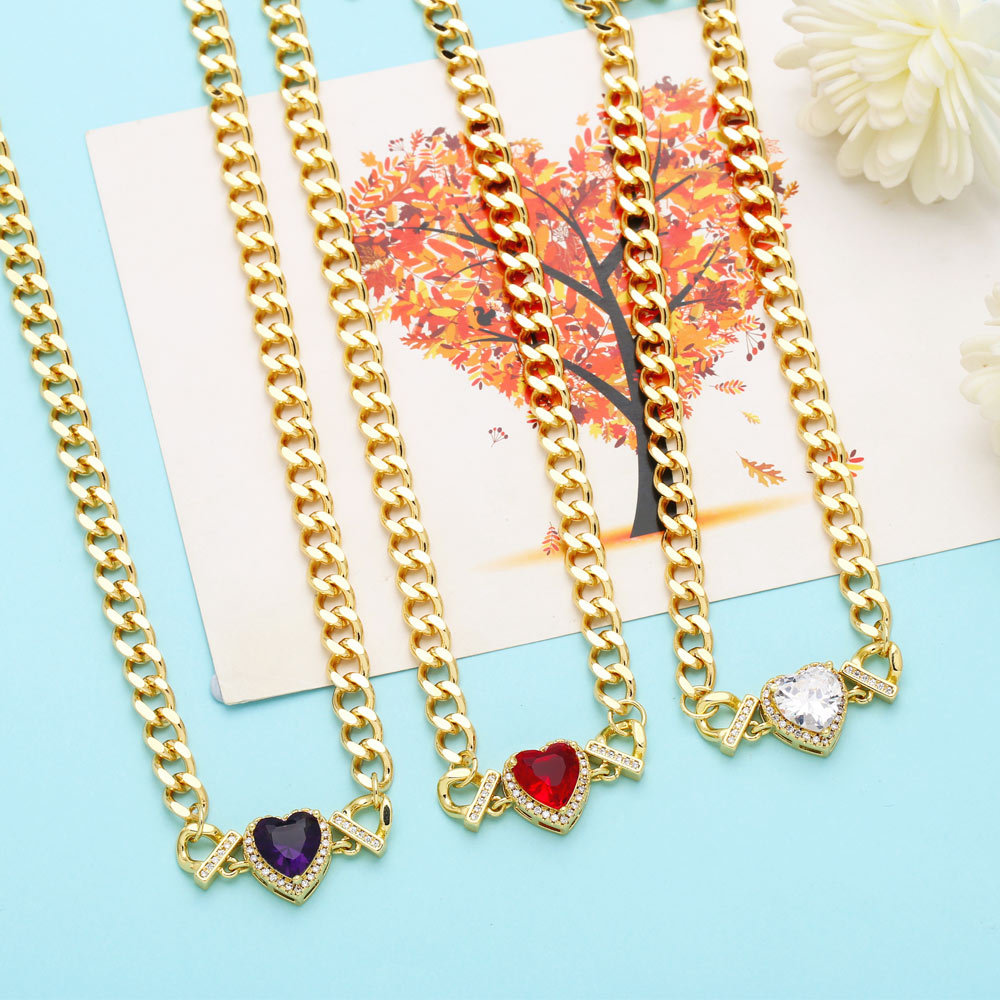 Retro Heart Shape Copper Inlay Zircon 1 Piece