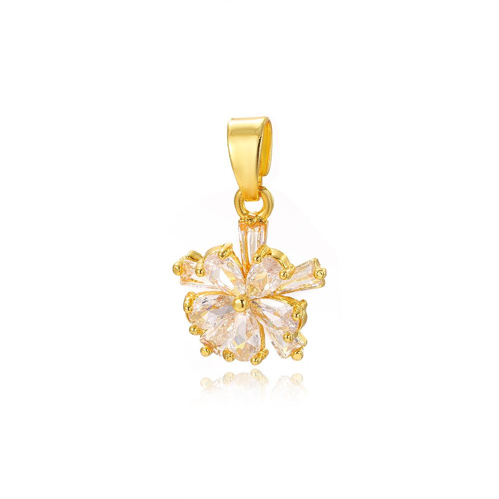 DIY Jewelry Accessories Classification 1 Piece 23 * 15mm Copper Zircon Flower Pendant