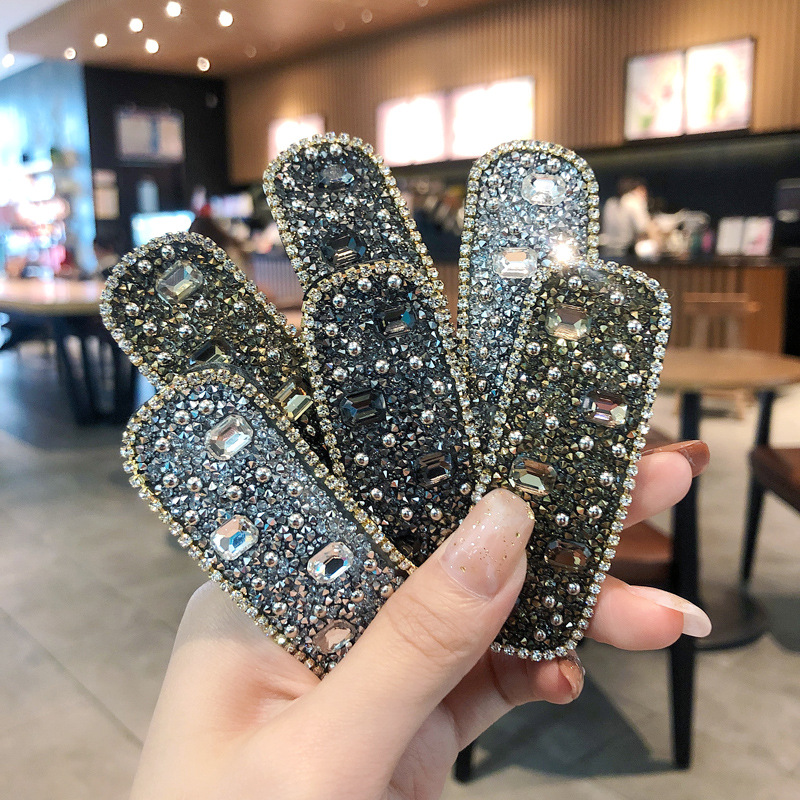 2023 Full Diamond Shattered Hair Clip Hair Accessory Square Sparkling Side BB Clip Water Diamond Waterdrop Edge Clip Teenage Bangs Clip Wholesale