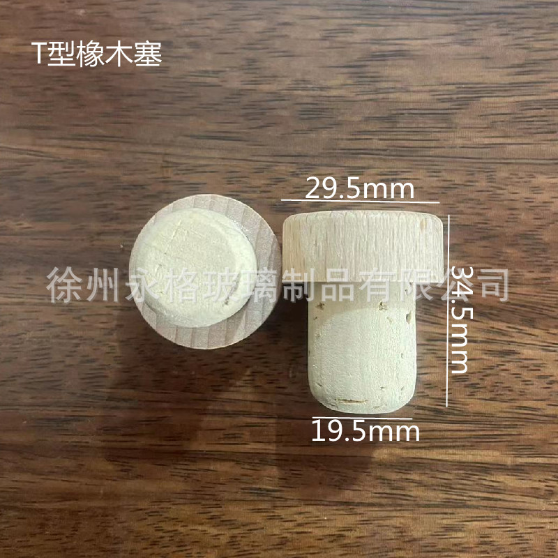 En stock al por mayor vino tinto corcho polímero corcho roble enchufe tipo T tapón sintético cubierta de cristal en stock sellado