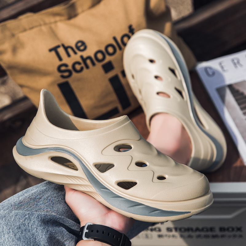 En nombre del cabello, zapatos con agujeros, suela gruesa, nuevo estilo de verano EVA, zapatillas Baotou, zapatos de playa antideslizantes, zapatos de rafting para hombres