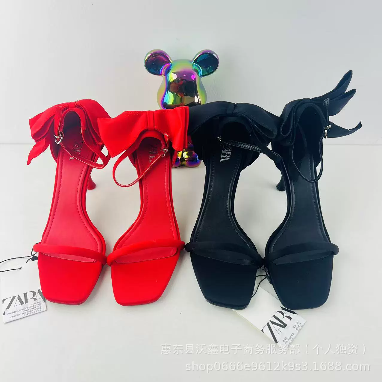 Woxin ZA весенний новый красный символ с открытыми ноками на высоких каблуках с бантом украшения