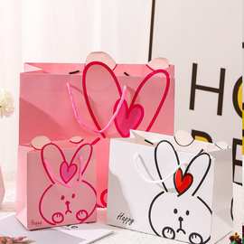 卡通韩版宝宝满月回礼儿童生日礼品袋手提礼物袋可爱创意兔子纸袋