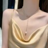 Fashionable necklace from pearl with bow, chain for key bag , accessory, Japanese and Korean, internet celebrity