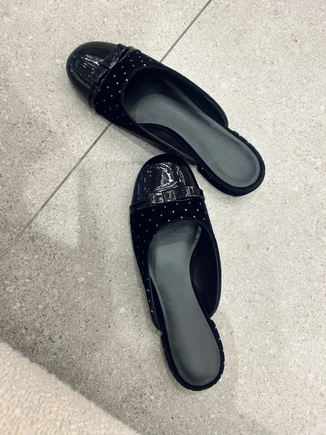 Damen Slipper Mit Schleife Farbblock Design Flache Sandalen_voghion.com