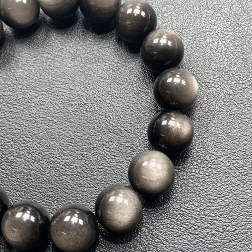 Natural Mexican Double Eyed Silver Obsidian Bracelet High Light One-Eye Obsidian Gold Obsidian Crystal Jewelry Bracelet