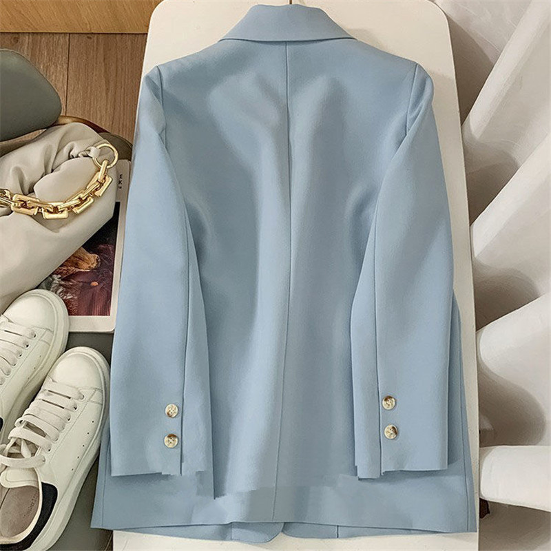 Women's Clothing loose casual two button temperament light blue Internet celebrity small suit_voghion.com