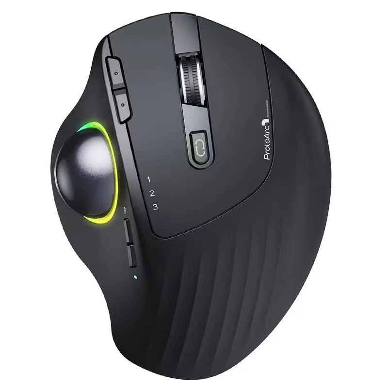 Trackball ratón recargable Bluetooth ratón 2,4g inalámbrico de doble modo luminoso aplicable portátil Tablet