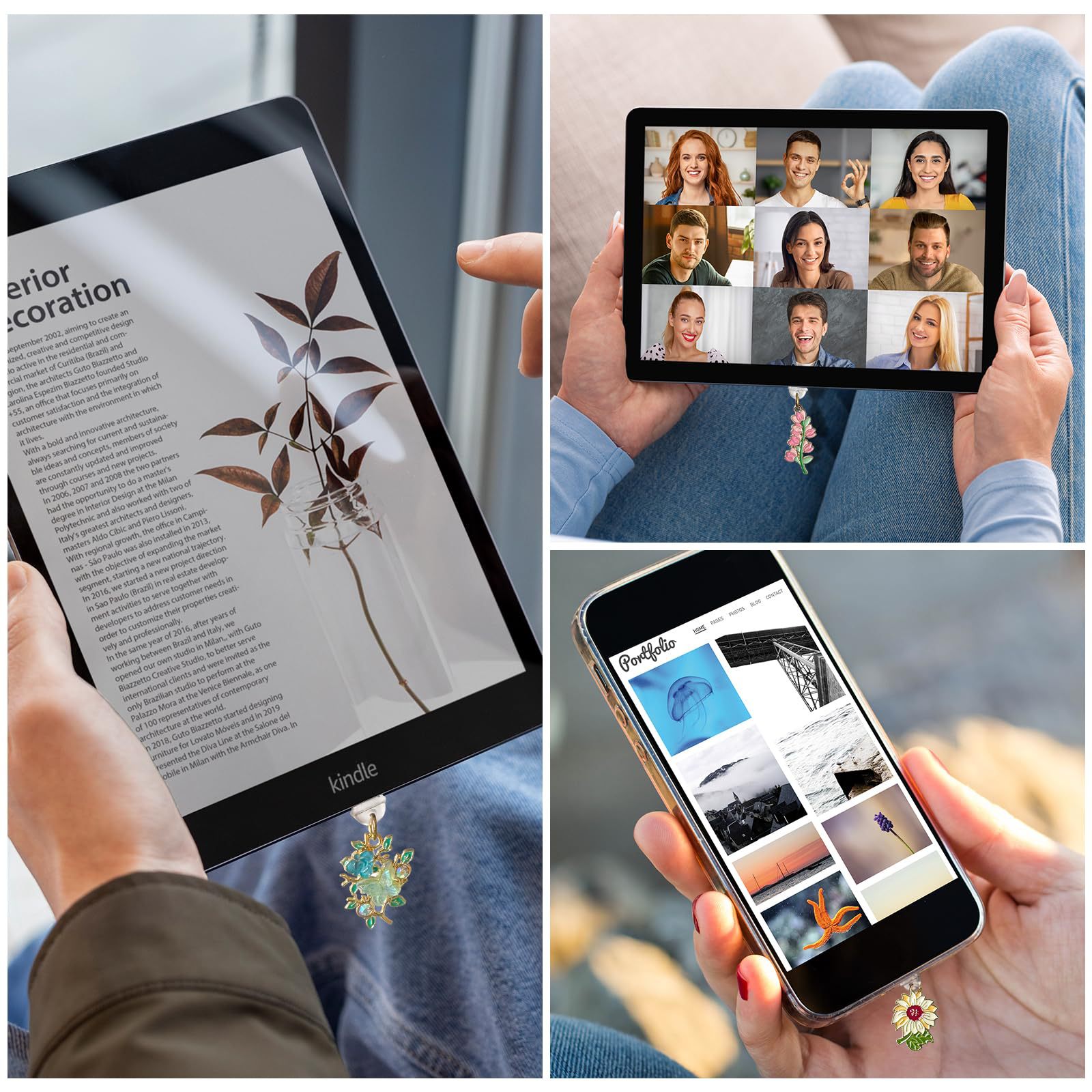 Kişisel Çiçek Elektronik Kitap Type-C Toz Koruma Seti Akıllı Telefon Uyumlu/Kindle Karma Partiler Fabrika Doğrudan Tedarik