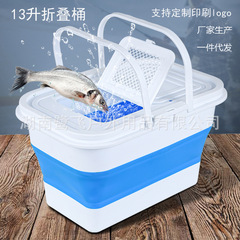 Collapsible Fishing Tub Ventilation Hole Wholesale Live Fish Bucket Outdoor Car Portable Plastic Folding Water Bucket Aeration Pump