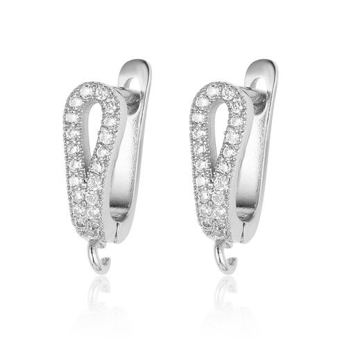 Qizhu Geometric Small Square Diamond Copper Micro-Inlaid Women's Earrings Three Rows of Diamonds Single Row of Diamonds Oval DIY Jewelry Earrings Accessories