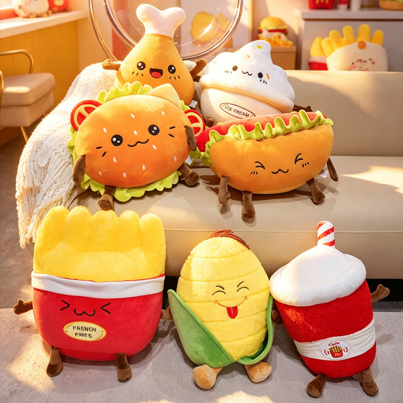 Cojín de Peluche con Forma de Comida de Franela para Cama