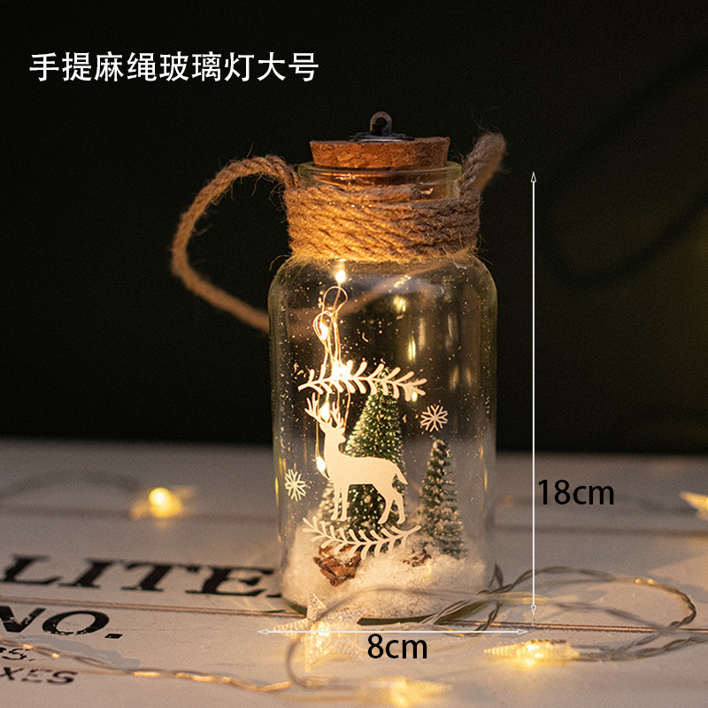 Nuevos productos transfronterizos de vidrio luminoso lámpara de noche cuerda de cáñamo para los ancianos regalos de escritorio decoración de colgante de micro paisaje