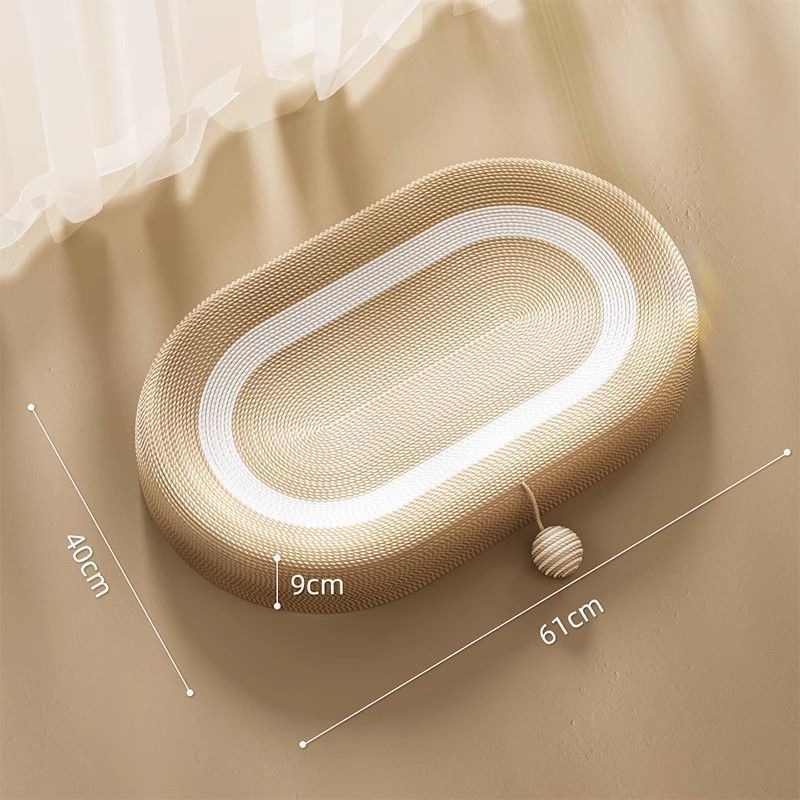 Sisal gato rascarse integrado tablero de arena para gatos resistente al desgaste anti-chip garra de gato resistente a los arañazos placa cuenca gato rascarse tablero oval gato pulido garra