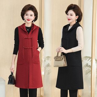 Middle-aged mom autumn and winter New vest mid-length warm vest middle-aged and elderly dress commuter fashion casual autumn