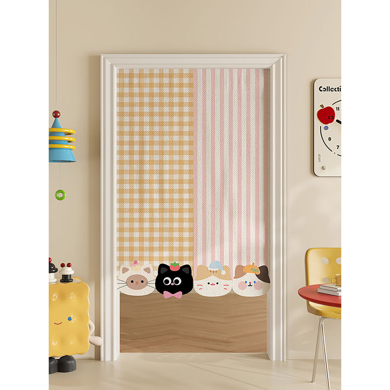 Door Curtains, Partition Curtains, Special-Shaped Door Curtains, Divided into Sections, No Need for Drilling, Cartoon Cute Animal Series, Partition Curtains