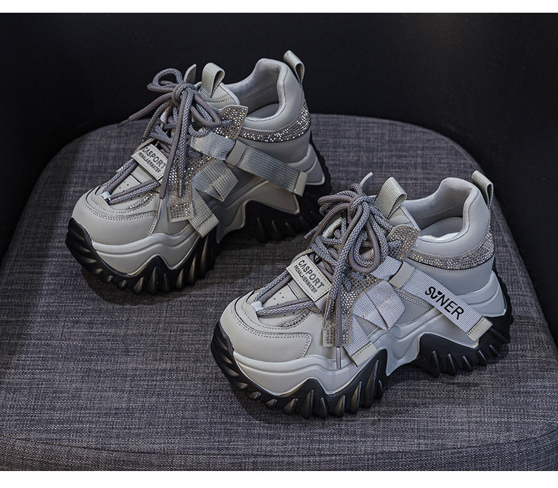 Giày sneaker nữ chunky đế dày phong cách retro, tăng chiều cao — Xám lông cừu 5013-1, Be lông cừu 5013-1, Be một lớp 5013, Đỏ lông cừu 5013-1 chi tiết 28
