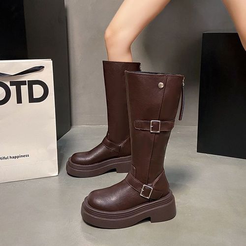 Cool and fashionable, versatile, street style tall boots for women, new style in 2024 autumn, Merrell height-increasing thick-soled skinny boots 