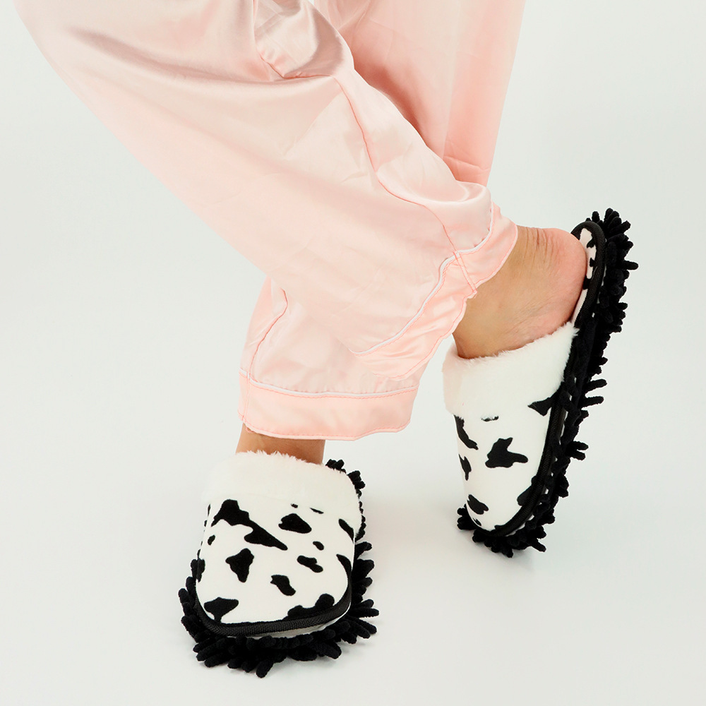 Cross-border hot-selling autumn and winter new style lazy man's floor cleaning slippers wooden floor cleaning slipper thickening warm bottom detachable 