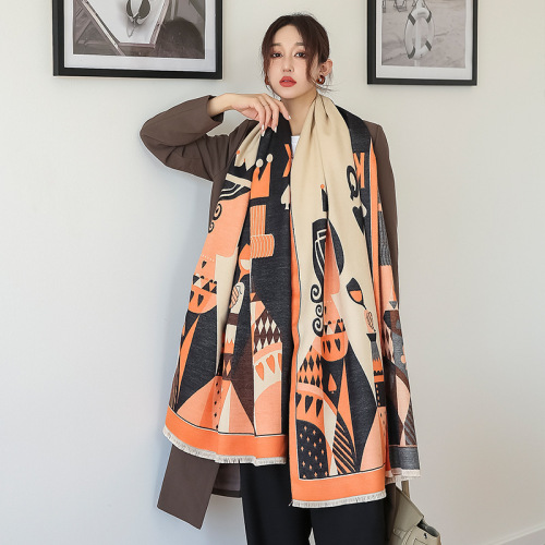 Summer air-conditioned room shawl autumn and winter new double-sided imitation cashmere scarf female Korean version student neck scarf warm scarf