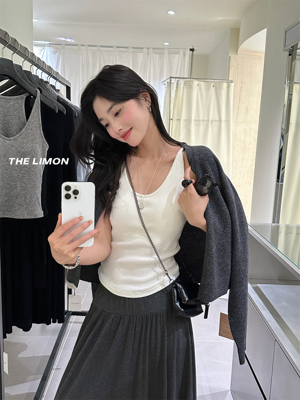 THE LIMON柠檬绿茶2025秋季女内搭吊带背心无钢圈带胸垫简约上衣|undefined
