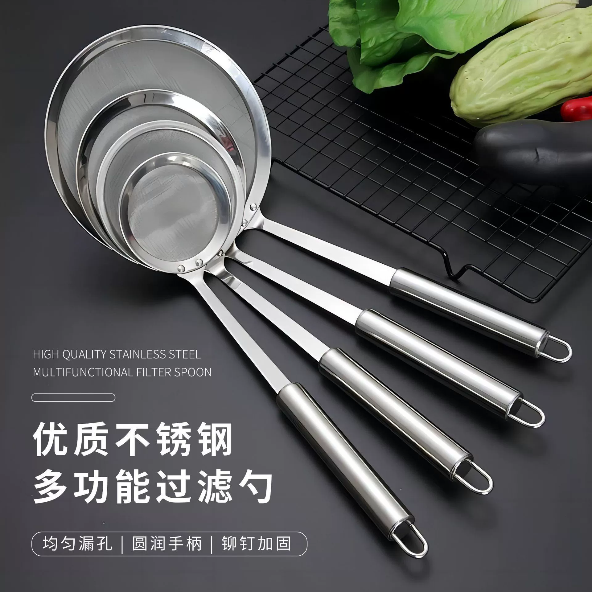 304 Нержавеющая сталь Пенная ложка сетка Дуршлаг большой Фильтр Дуршлаг Домашняя кухня Масляная ложка Маленькая лапша Пельмени Фильтр Масло артефакт