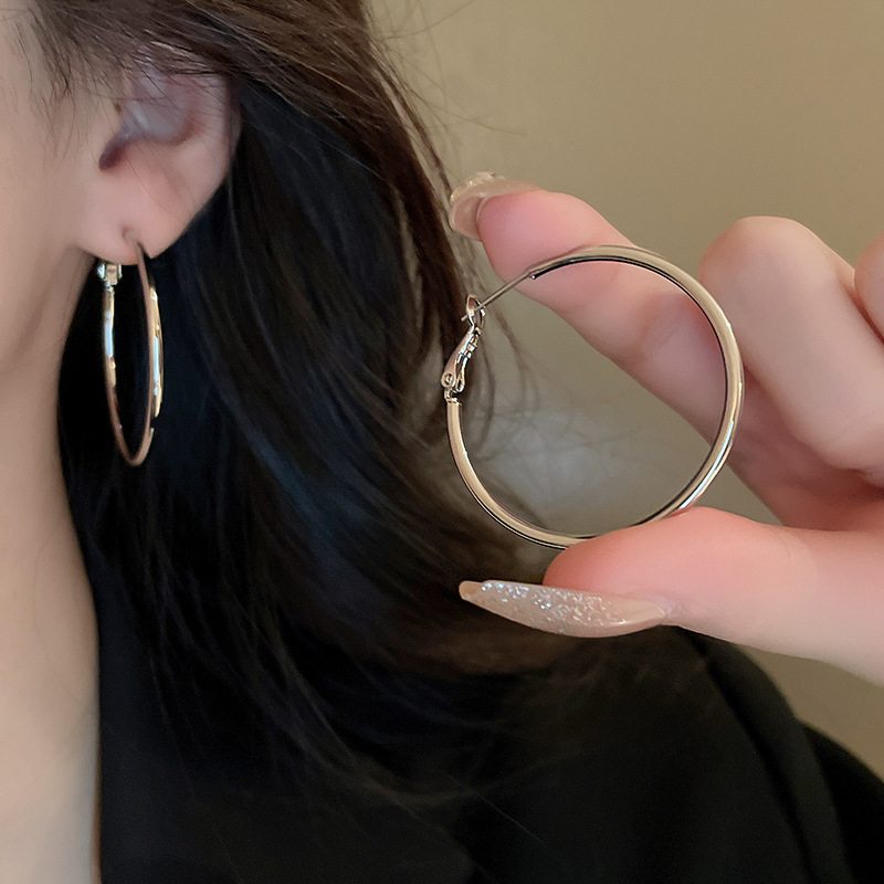 Pendientes ovalados simples de aguja de plata Pendientes de tendencia de personalidad transfronteriza europea y americana Pendientes de diseño de todo fósforo de nicho al por mayor