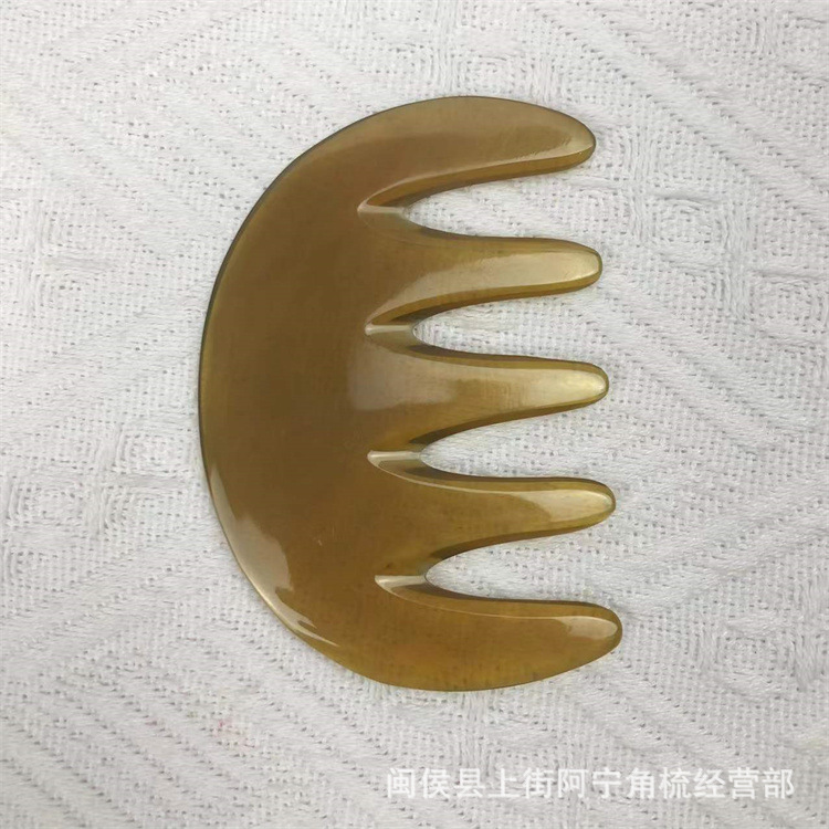 African Horn Five-Tooth Massage Comb Gua Sha Comb with Meridian Wand Dolphin Board 9.5cm overview