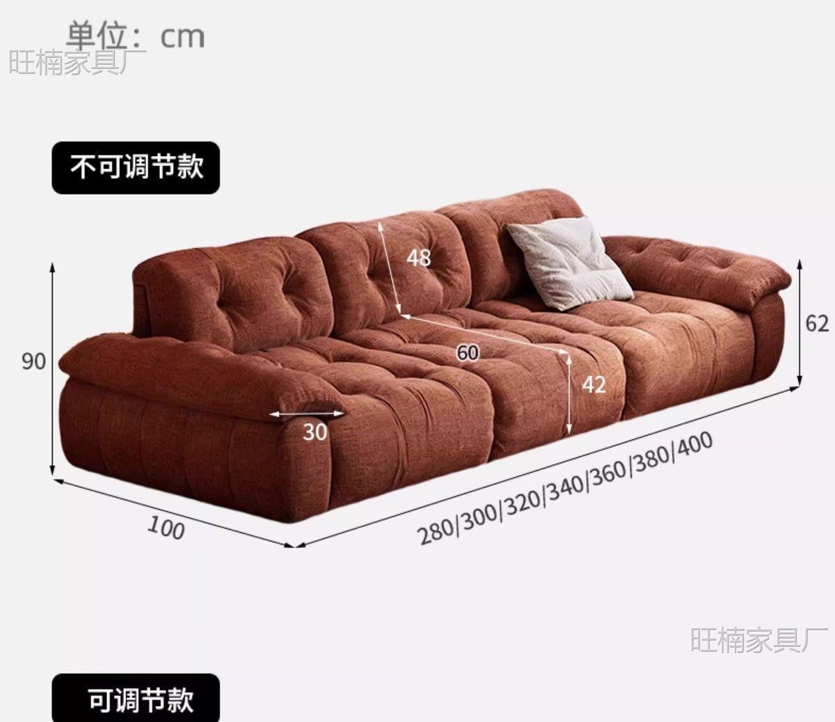 Chenille Cloud Sofa for Living Room, High-End Adjustable High-Back Deep-Seating Home-Use Straight-Row Fabric Sofa