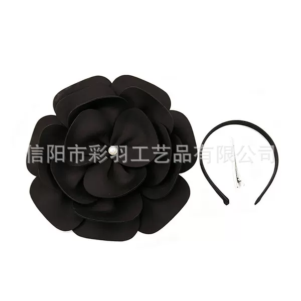Cross-border fashionable pearl large flower hair accessory, exaggerated large flower top hat, horse racing club hair accessory, multi-color in stock, large flower headpiece