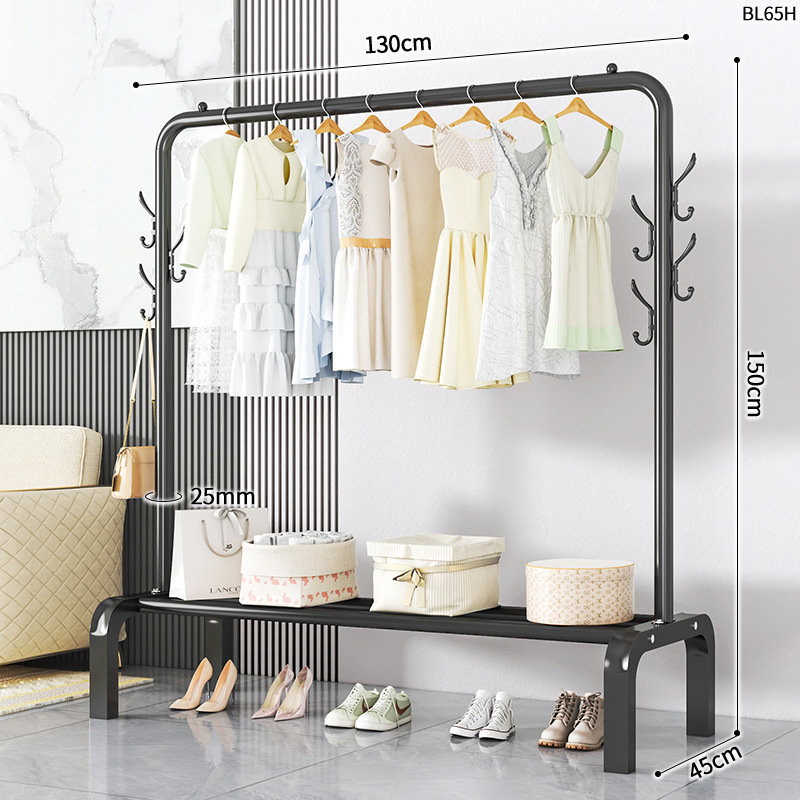 BL65H-25 원형 옷걸이 모자걸이 단봉 6구 130 블랙