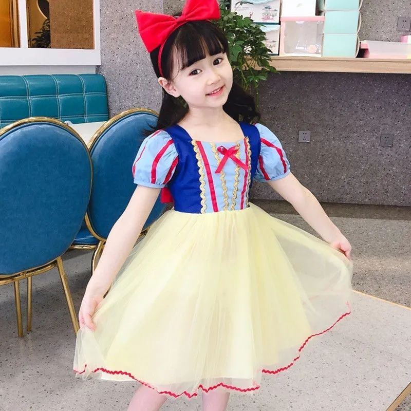 White * Princess Dress Girls' New Style dress Fairy Fashion Internet Popular Western Style Mesh Girl's Children's Dress for Summer