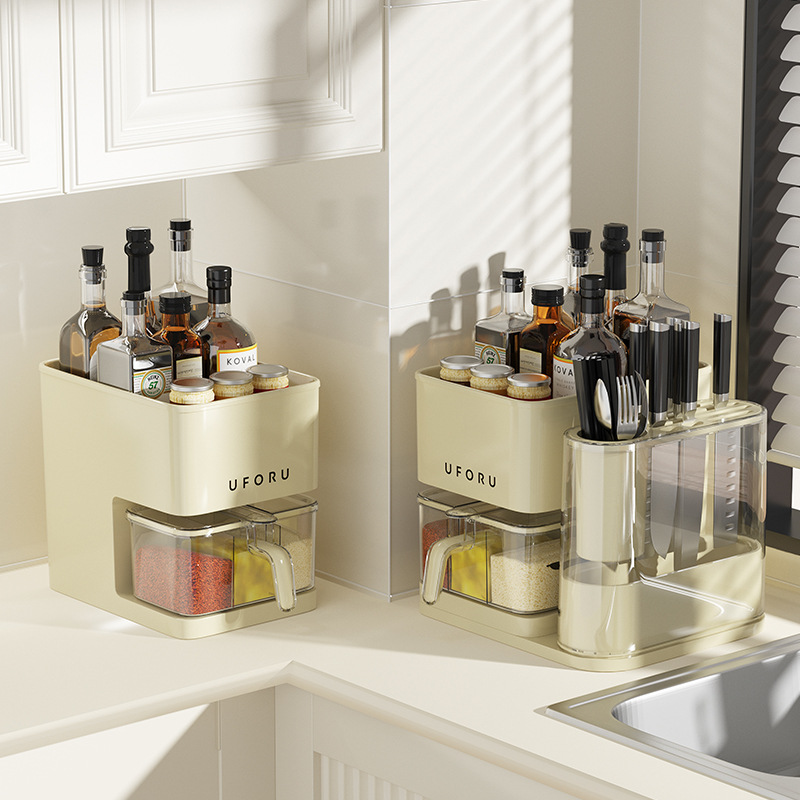 Kitchen chopsticks spoon seasoning storage rack storage box seasoning jar combination set condiment seasoning bottle knife holder