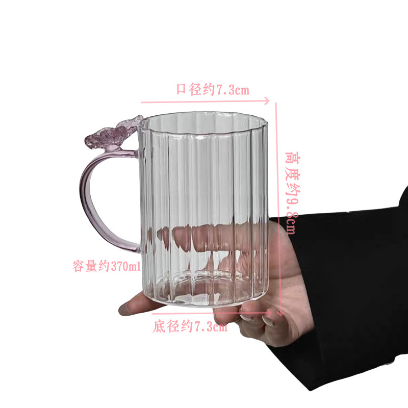 Taza de mariposa de vidrio de alto silicio copas de agua caseras tazas de bebida de jugo simple taza de vidrio transparente de color taza de cóctel