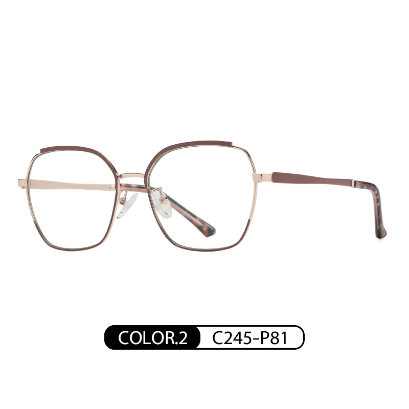 Nuevas gafas europeas y americanas marco de las mujeres de moda de dos colores de metal gafas lisas JS8636 miopía anti-azul gafas de luz