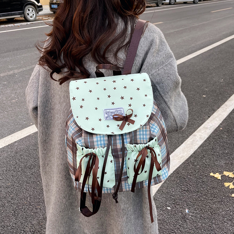 Mochila coreana de moda, mochila de gran capacidad para mujeres, mochila de estrellas, mochila de estudiantes de arco dulce.