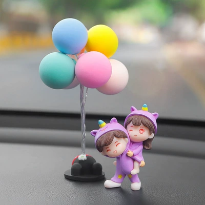 Car ornaments — Ornaments - purple-clothes-back-back-couple-mickey-maca