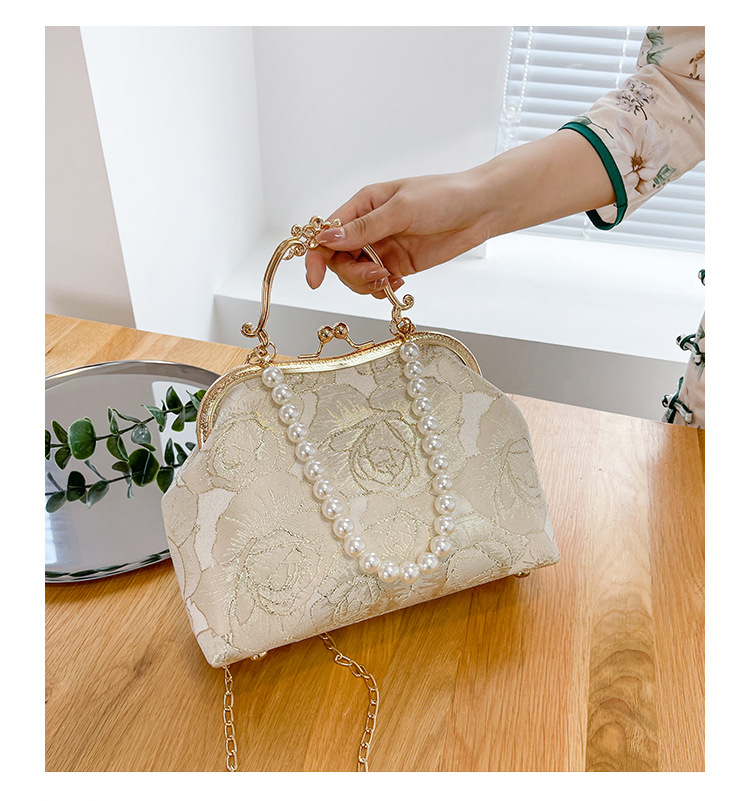 Grouss Kapazitéit Spitzeklammer Damentasch Handtasch Schëllertasch Cheongsam Tasch High-End Kaddo Antik Tasch Perl Handtasch_voghion.com