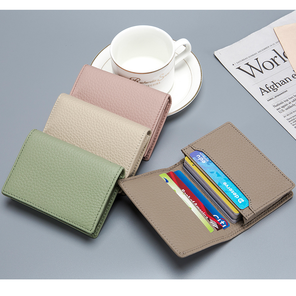 New multifunctional business card bag business casual first layer cowhide card bag business card holder creative storage coin purse for men