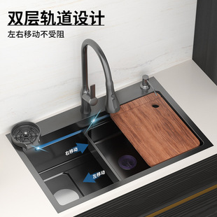 Nano Sink 304 Stainless Steel Large Single Sink Kitchen Vegetable Sink Japanese-style Sink Left Side Drainage Sink